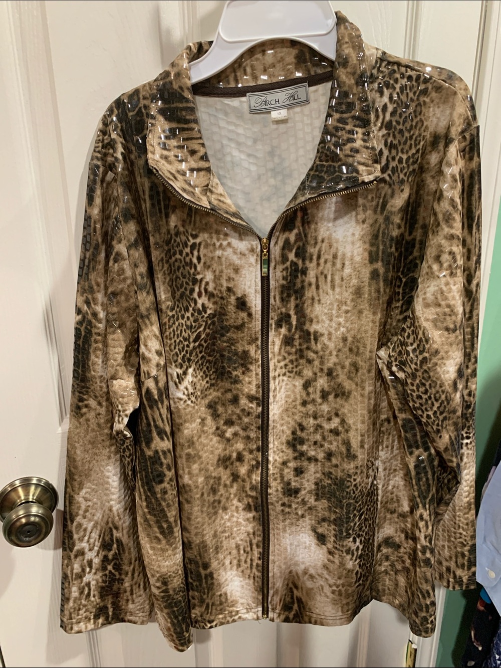 Zach Mill Women's Brown Animal-Print Bomber Jacket